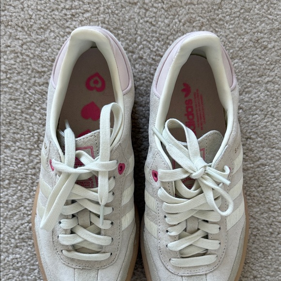 Adidas Women's Cream and Pink Sneakers - Picture 3 of 8